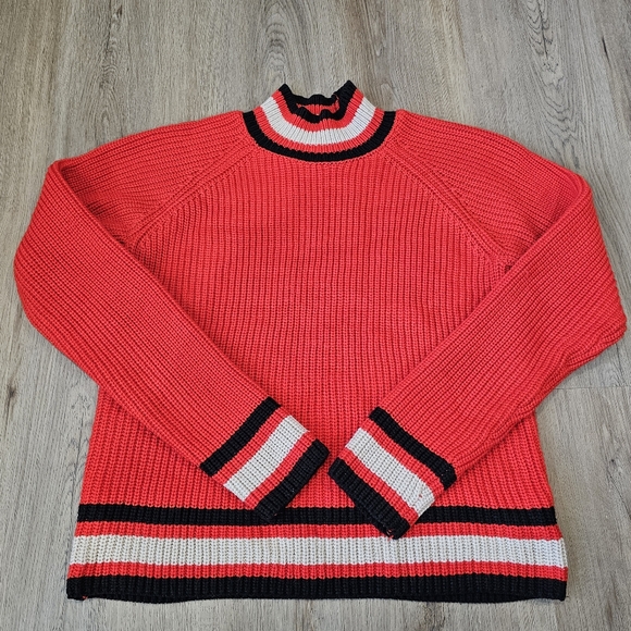 Sanctuary Preppy Sporty Knit Red-Orange Sweater - Picture 2 of 8